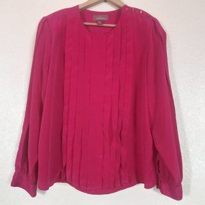 Worthington Vintage Raspberry Long Sleeve Blouse Women's Size 14